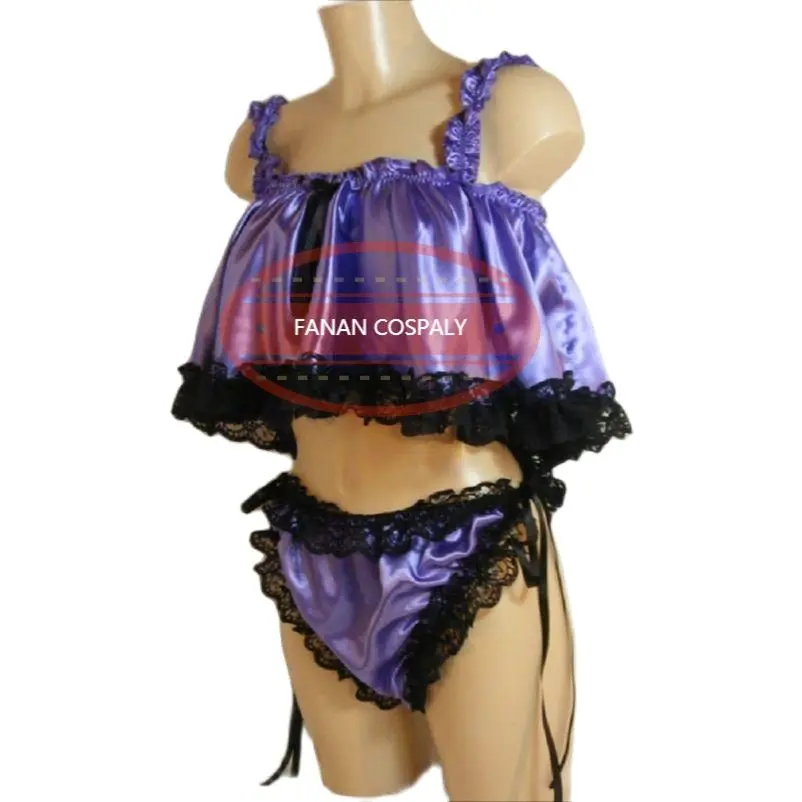 

Fashion Adult Sexy Girl Purple Sling Black Lace Lace Lace Sissy Sling Lined Princess Pajamas Custom Multi Color