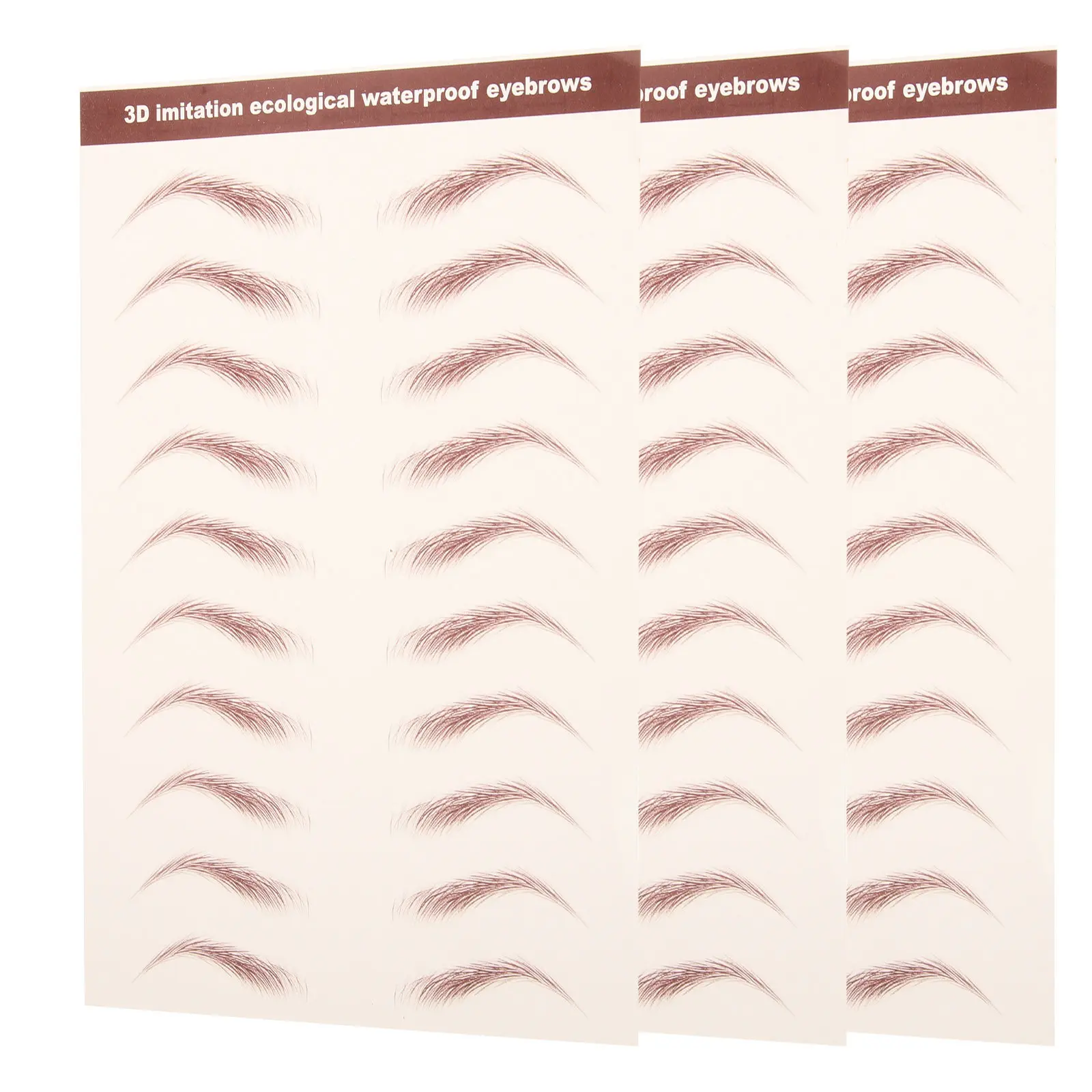 

3 Sheets Eyebrow Stickers Waterproof Fake Eyebrow Transfers Realistic Look Makeup Supplies for Daily Wear Brow Grooming Tools