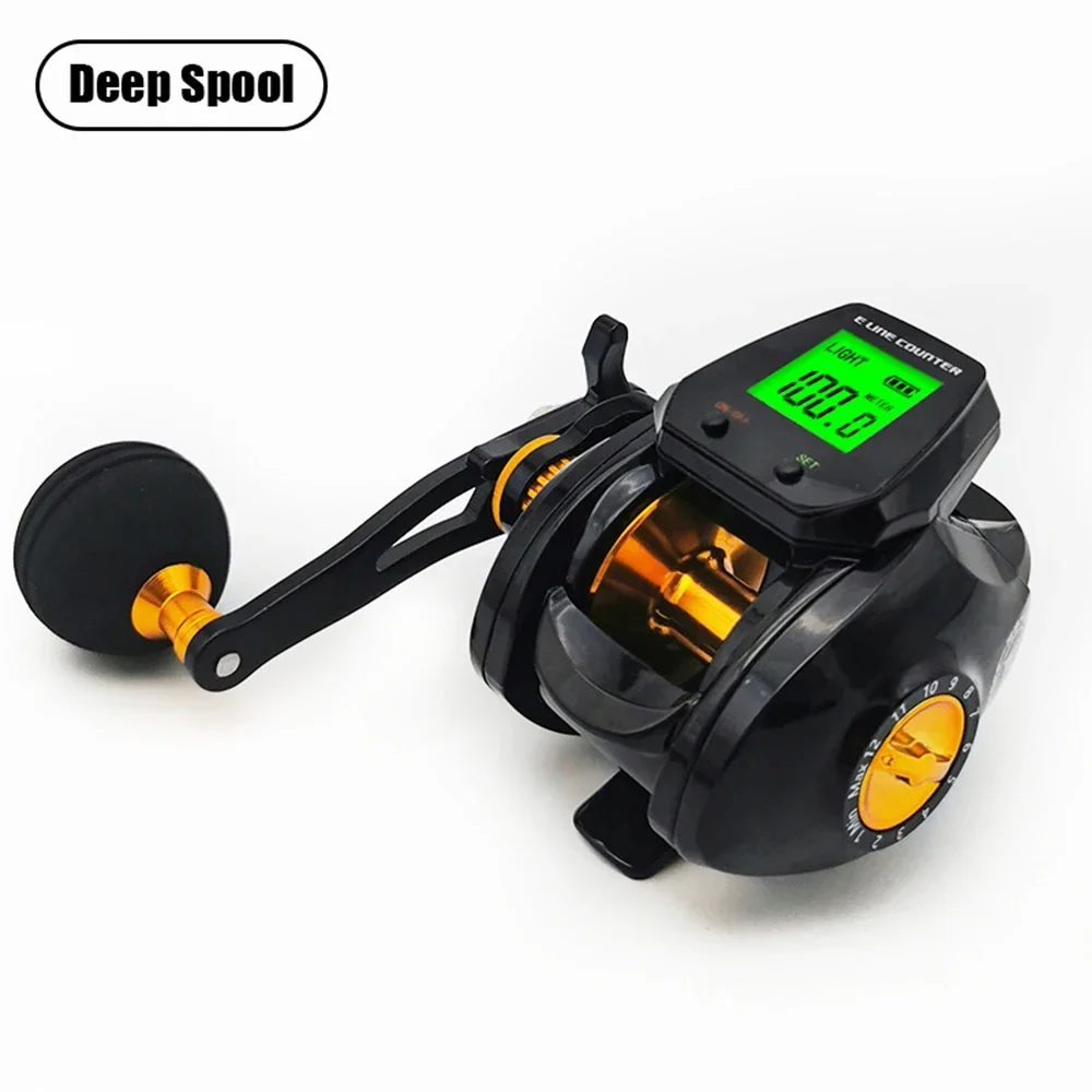 Waterproof Large Screen Digital Display Baitcast Reel with Accurate Line Counter 7.2:1 Bite Alarm Counting Fishing Wheel Reels