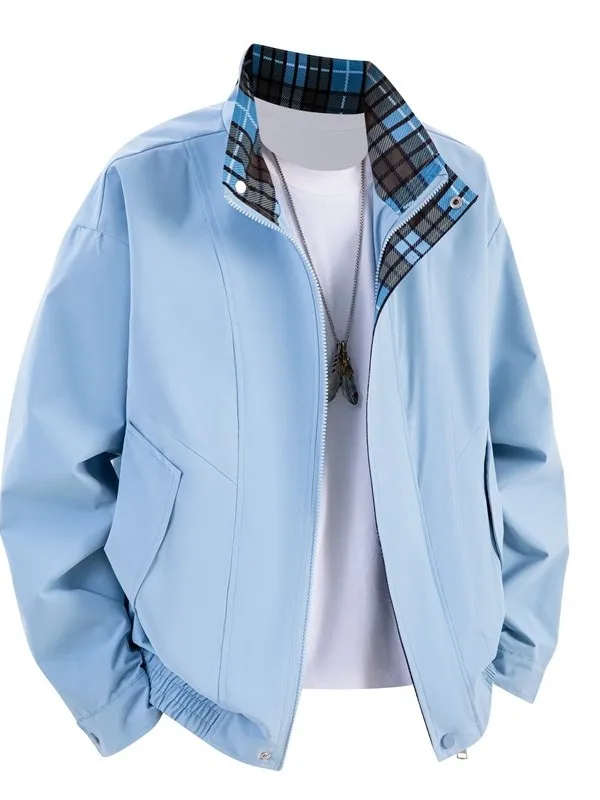 

Повседневная мужская куртка-бомбер с воротником-стойкой, весенне-осенняя, из полиэстера, на молнии, свободного кроя, с декоративными вставками