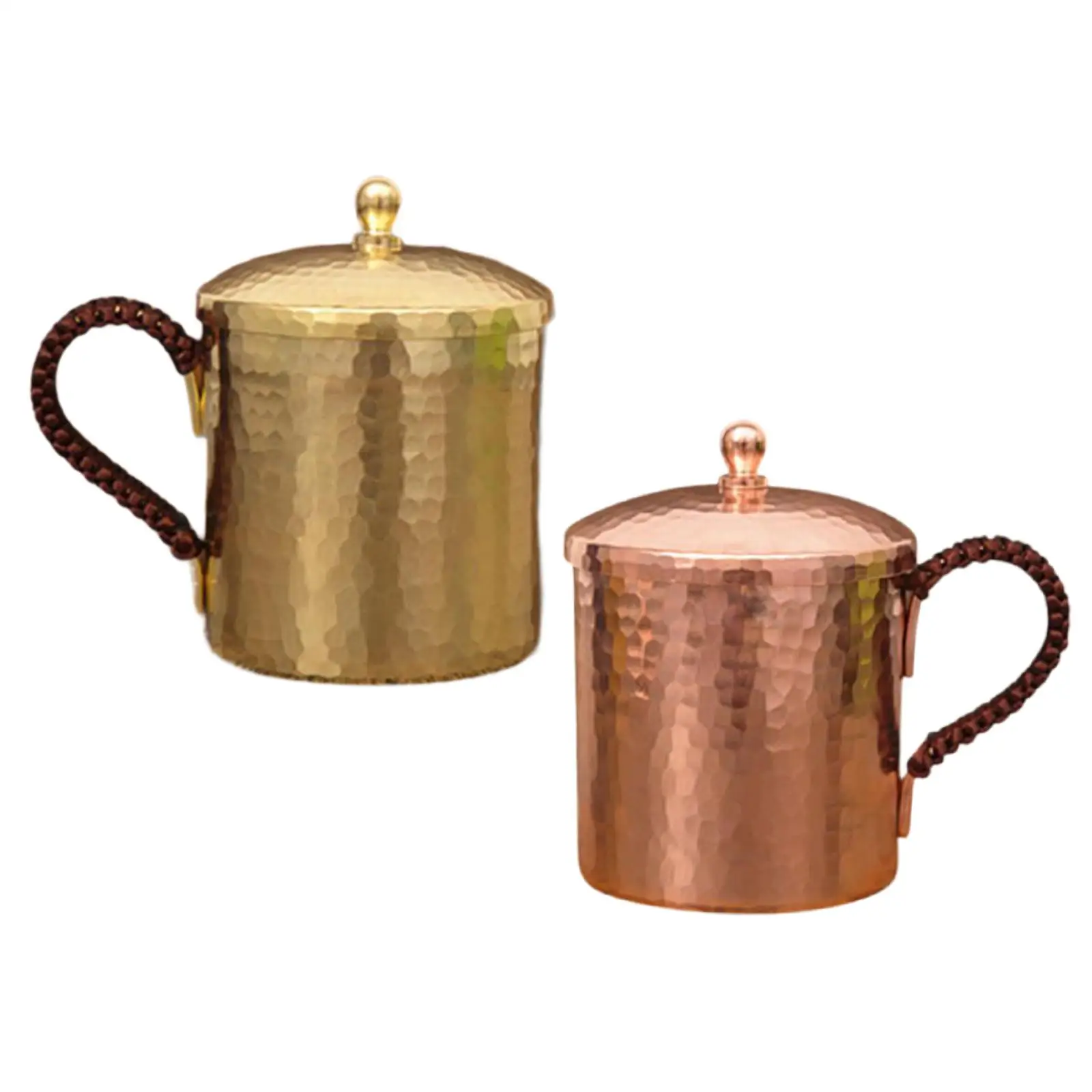 Handmade Copper Water Cup Teaware with Handle Brass Cup Birthday Gifts Sturdy Portable for Tea Room Cafe Wedding Bar Home Use