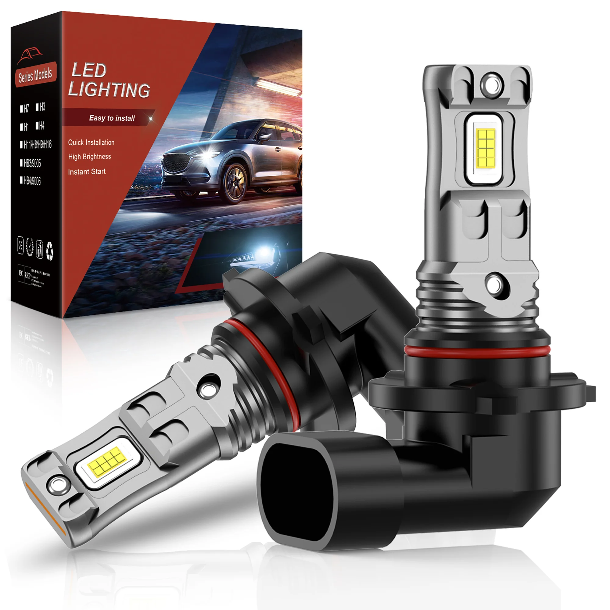 

Светодиодные лампы AUXIRACER HB3/9005 H11/H9/H8 для фар головного света, дальний и ближний свет, яркий белый свет 6000K, супербелый, 20000 лм