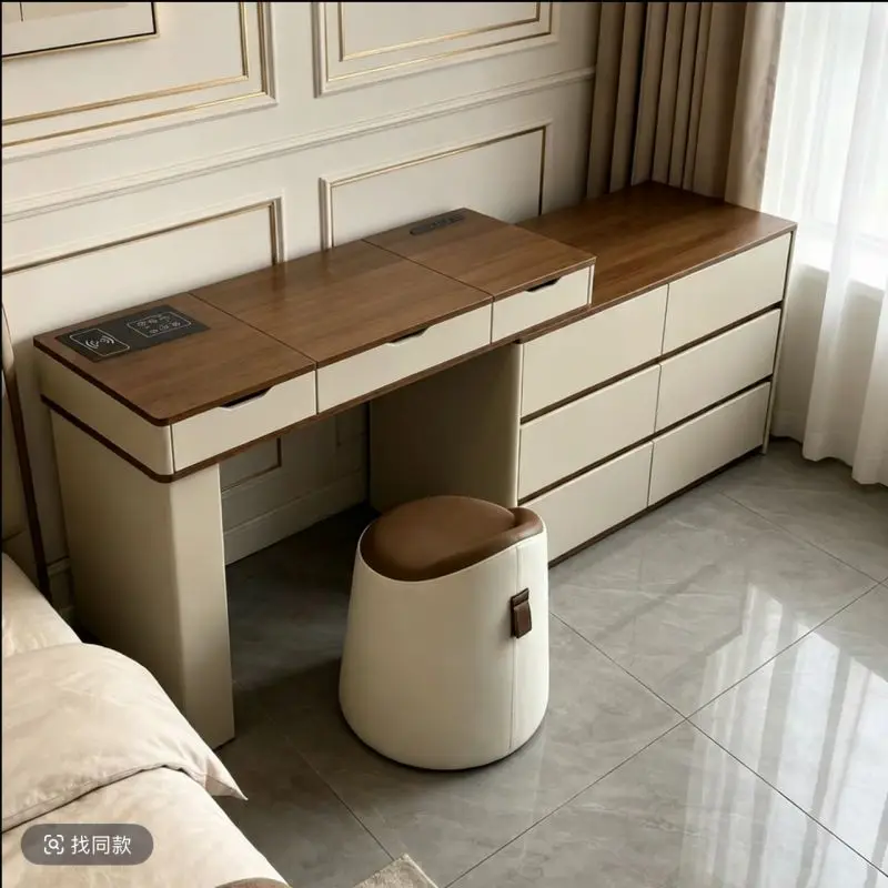 2026 new smart makeup table Italian dresser clamshell foldable multi-functional dresser bedside chest