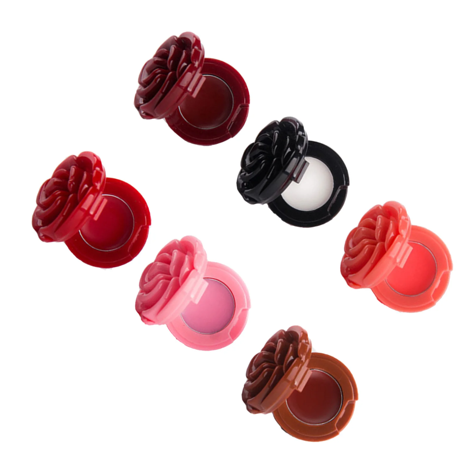 

6pcs Empty Flower Shape Lipstick Container For Creams Refillable Travel Case Portable Plastic Organizer For Eyeshadow