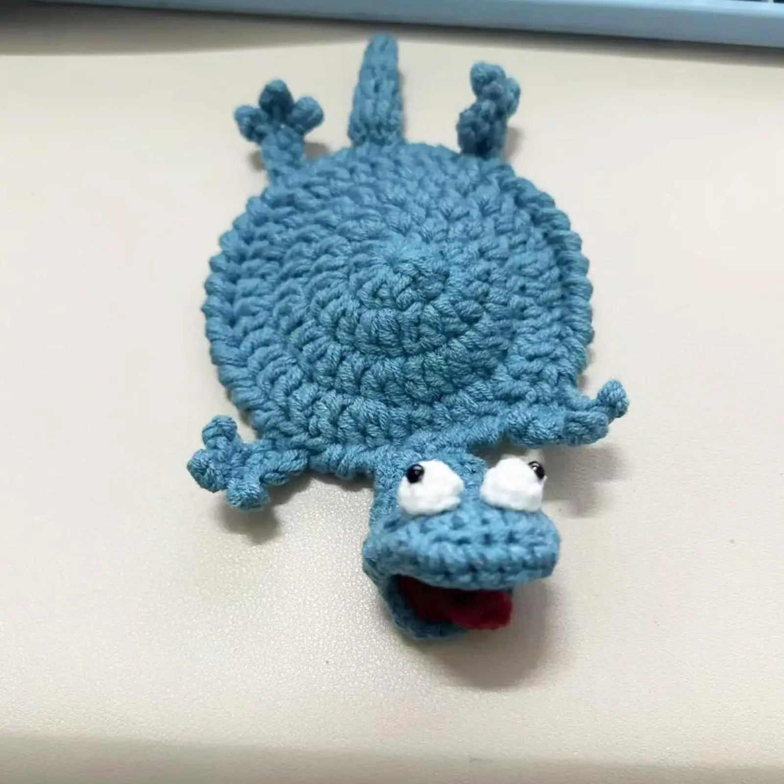 Sous-verre amusant en crochet en forme de lézard, sous-verre à thème animal, tapis de tasse en forme de lézard, protection de table, ornement