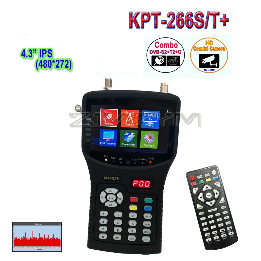 266S/T+Combo+SAT (S2+T2+C)&Monitor With HD Camera Test Spectrum Analysis