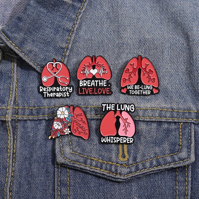 Lung Brain Heart Organ Enamel Pins Creative Respiratory Therapist Cartoon Brooches Metal Lapel Badge Accessories Gift for Friend