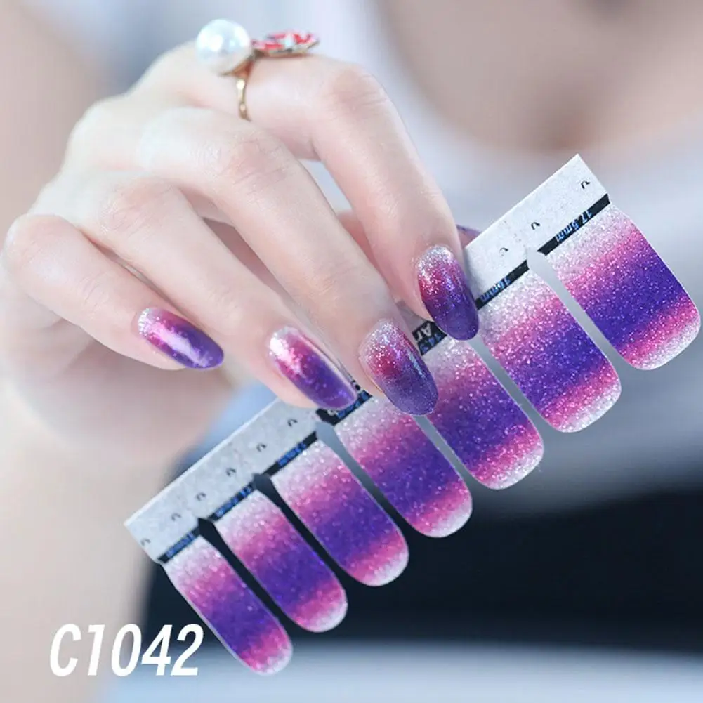 14 SZTUK Brokatowych Naklejek na Paznokcie, Lakier do Paznokci, Gradientowe Naklejki na Paznokcie, Wodoodporne i Odporne na Pot Naklejki na Paznokcie