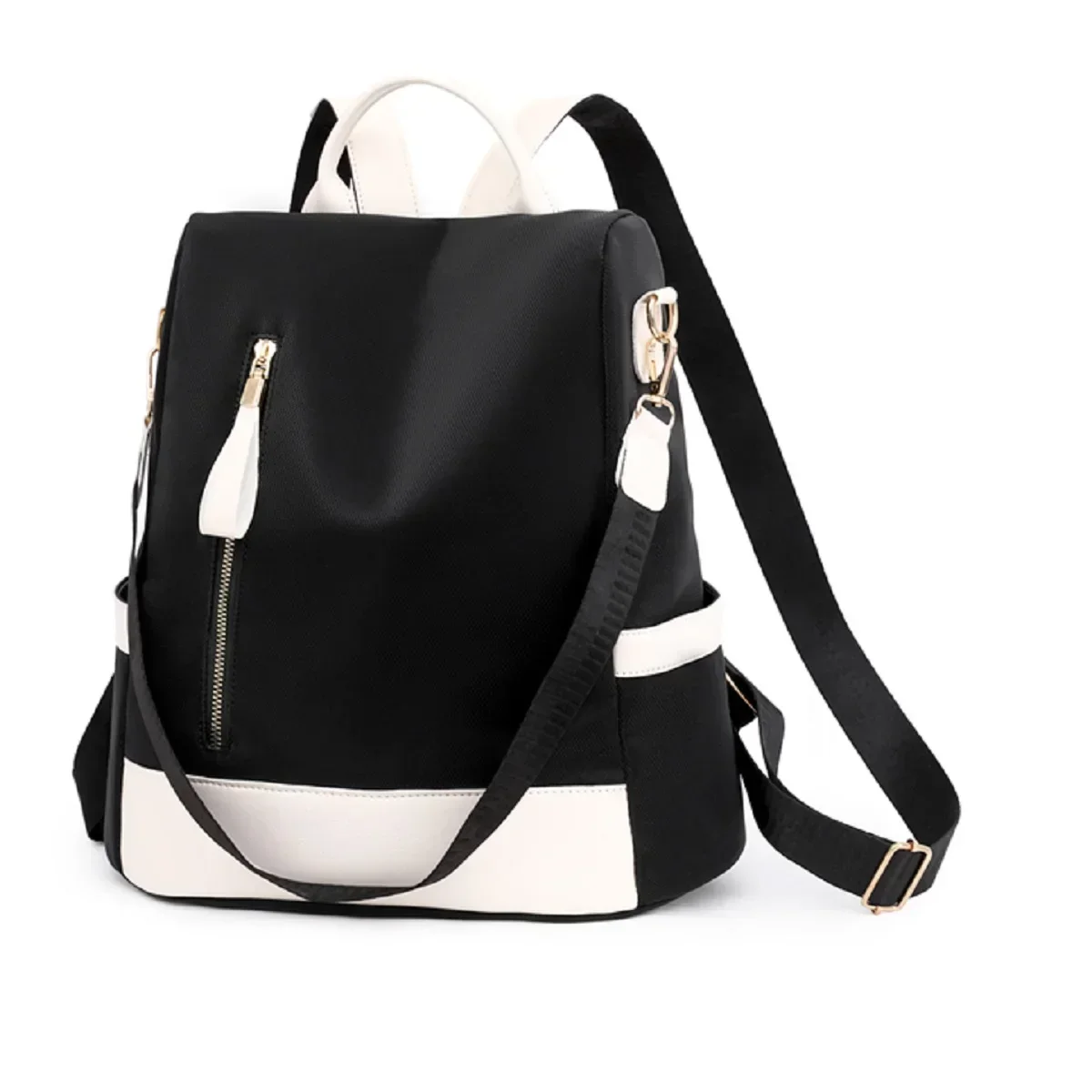 Fashion Trend Double Patchwork Color Women's Shoulder Bag Large Capacity Commuter Casual Girls Backpacks