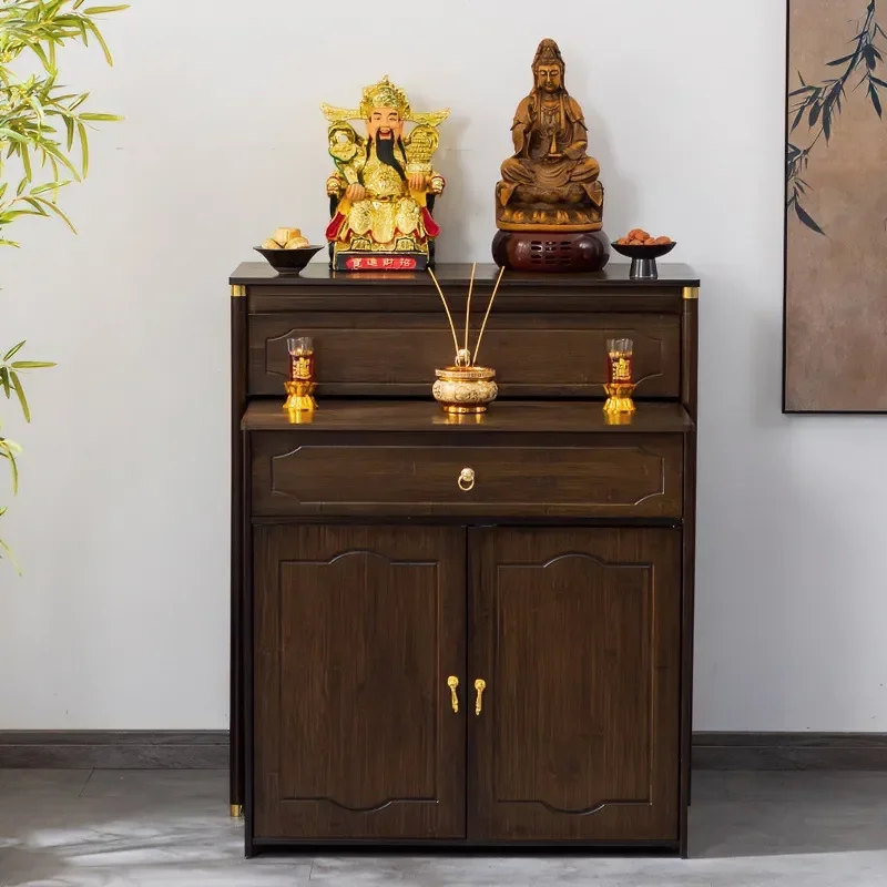 YAO Buddhist Shrine Stand Cabinet Simple Heightened Offering Table for Guanyin God of Wealth Household Nanzhu Style Economical