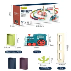 Automatic Domino Train Set with Sound and Light Educational DIY Toy Gift for Kids Building Construction Domino Blocks Game