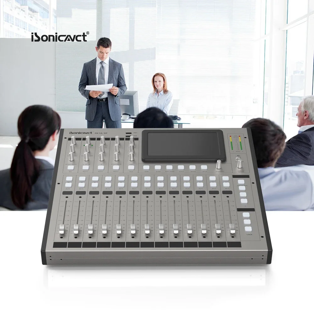 ISonicavct DX18/6F Meeting Room DJ Controller Powered Channel Digital Mixer Console Professional Audio Video Sound