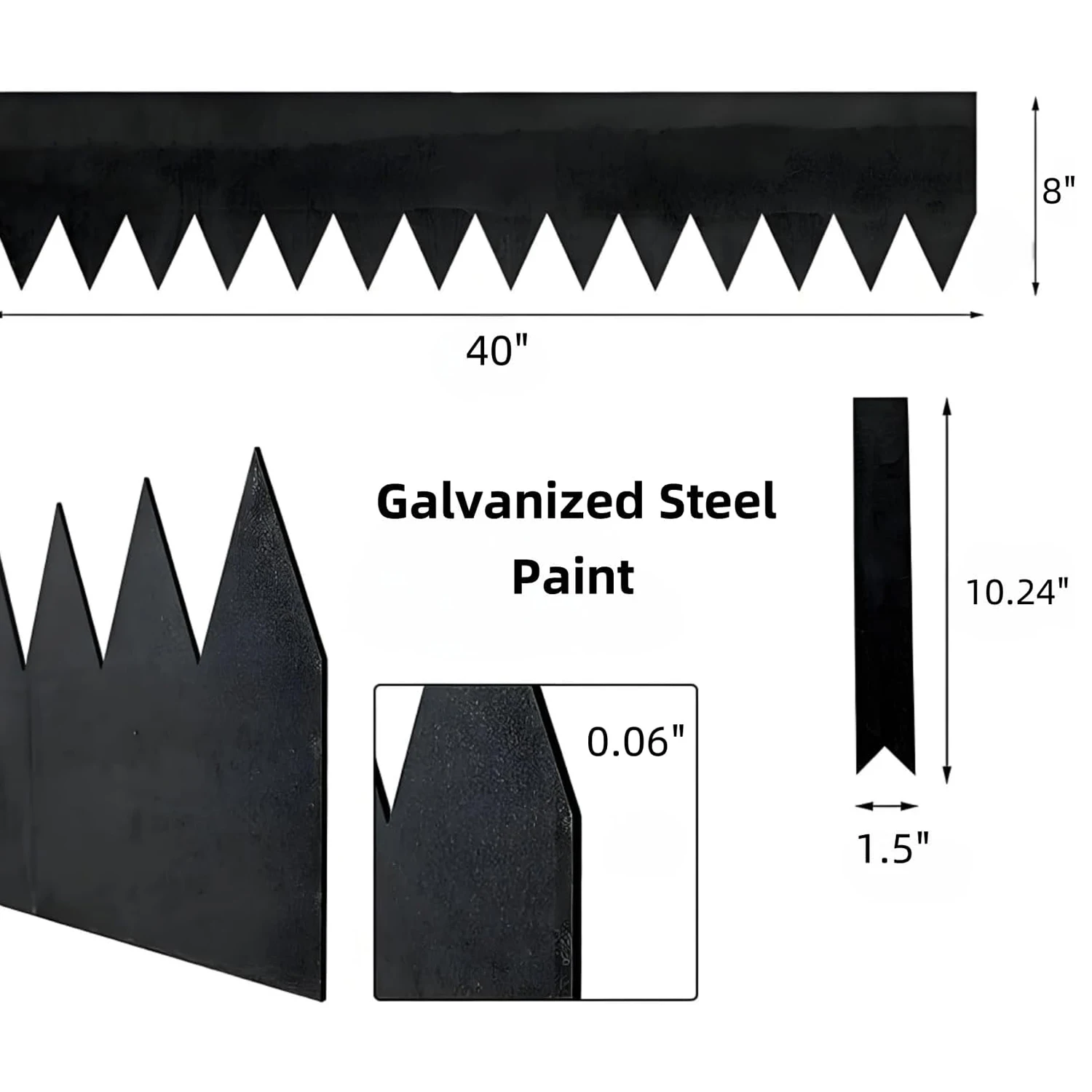 Garden Steel Landscape Edging 6PCS 40*8In Hammer-in Gauge Border Edging Strips with 6 Clips & Gloves for Lawn Yard (20Ft Total)