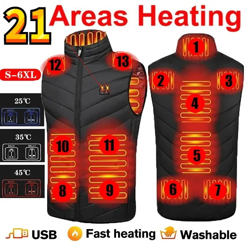 

Zone 21 Heating Vest Men's USB Electric Heating Sleeveless Jacket Winter Smart Heating Clothes Ski Waterproof Down Cotton Coat