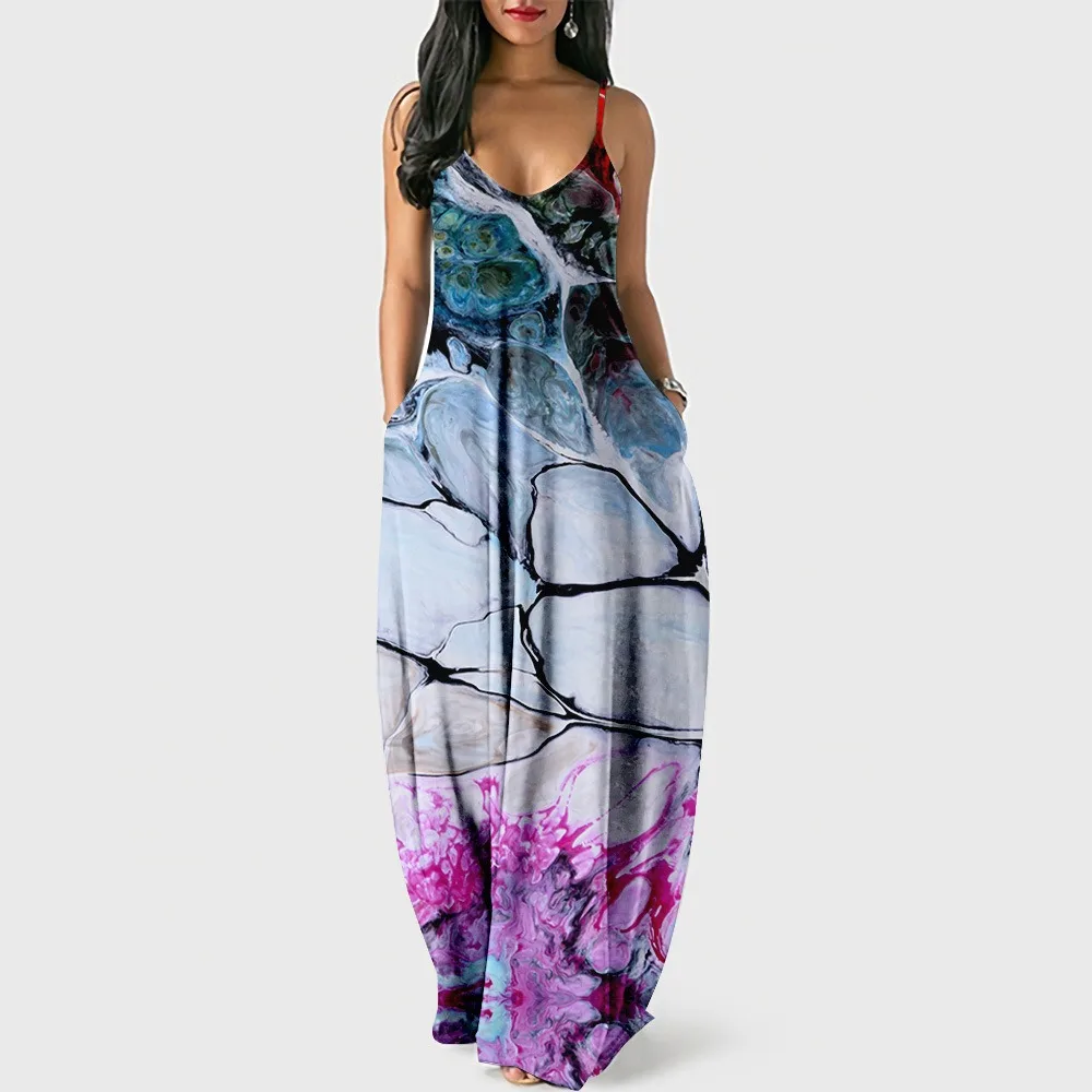 

Colorful Tie Dye Print Dress Summer Y2K Sexy Casual Long Dress Streetwear Fashion Outfits Holiday V Neck Beach Vestidos Elegant