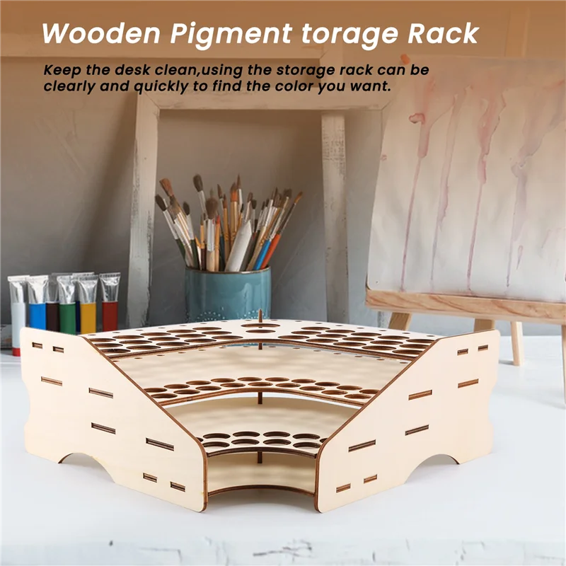 CS-81 Hole Wooden Pigment Bottle Storage Organizer Color Paint Ink Brush Stand Rack Modular Holder School
