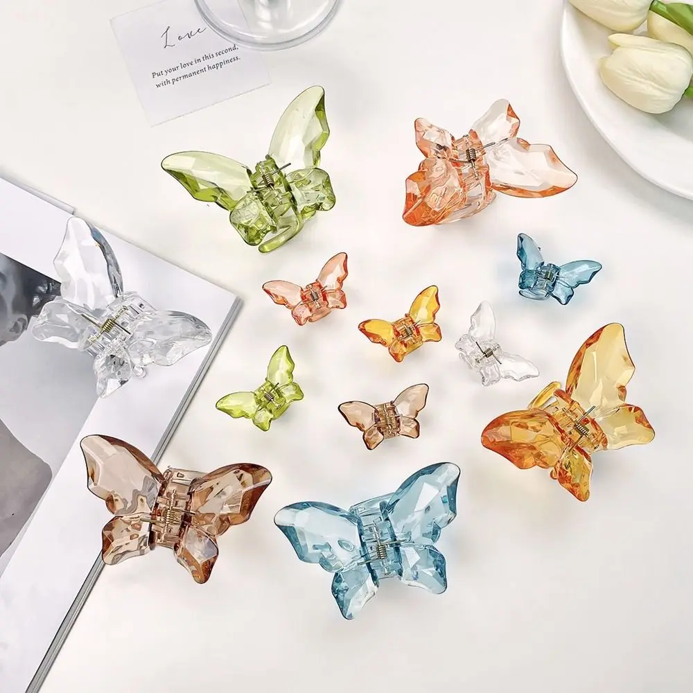 Personalized Bow Transparent Butterfly Hair Claw Bownot Elf Butterfly Hair Clip Resin Small Grab Clip Small Shark Clip Female