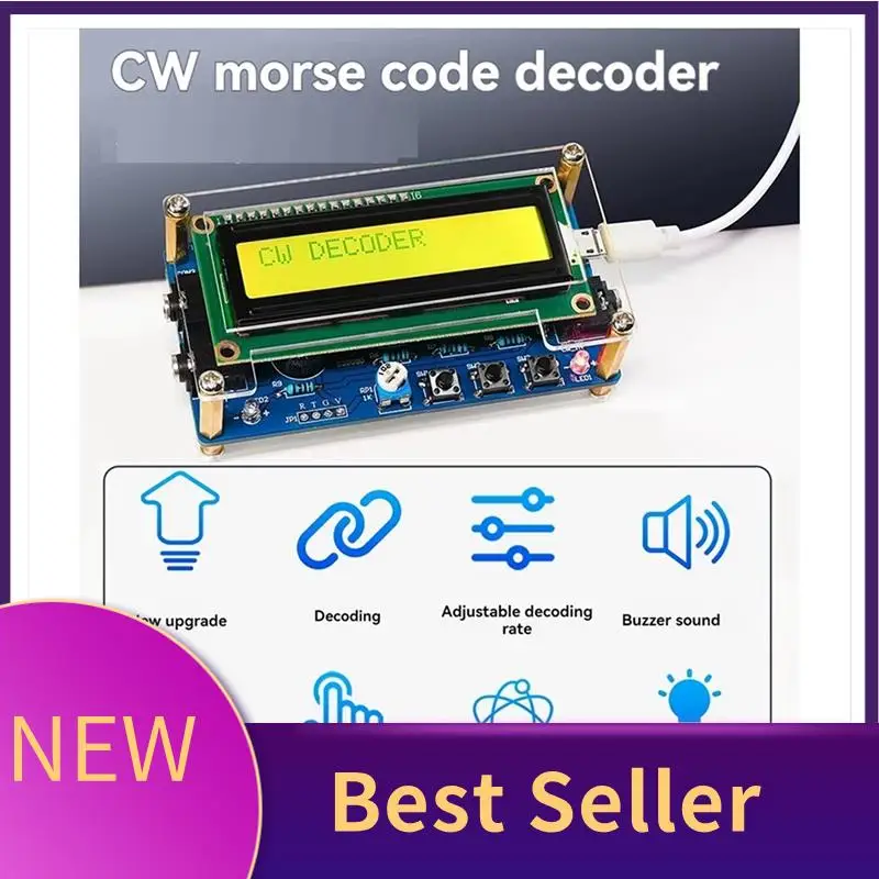 

M07K-обновленный декодер кода Морзе CW, готовый + чехол + комплект кнопок с цифровым ЖК-дисплеем CW Trainer, комплект декодера кода Морзе