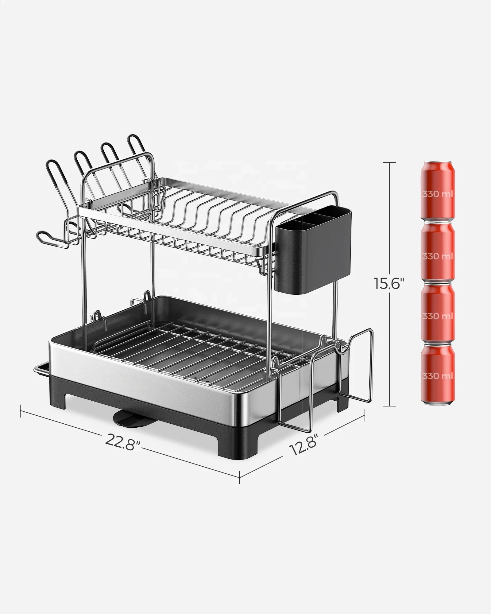 

'2-Tier Detachable Multifunction Countertop Kitchen Storage Holder Dish Rack Dish Drying Rack With Cutting Board Holder