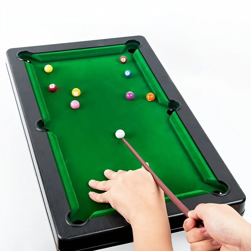 Mini Pool Table Set for Multiple Players, Plastic Frame Tabletop Billiards Game, Party Playset, Portable Interactive Board Game