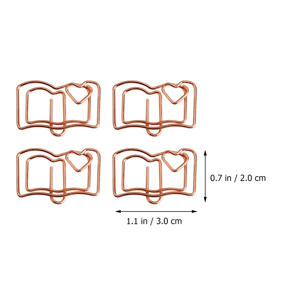 20 Pcs Bookmark Folder Shaped Paper Clip Student Decor Office Supplies Stainless Steel Scrapbook