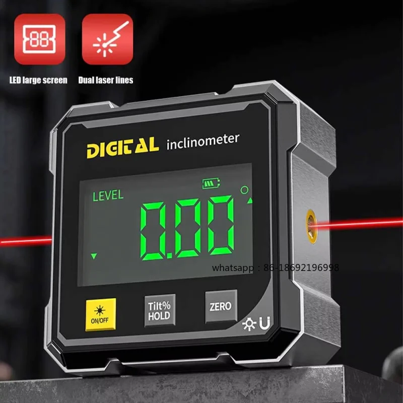 NEW 4-Side Magnetic Digital Angle Gauge with Laser Electronic Protractor Horizontometer Inclinometer Angle Ruler Slope Measuring