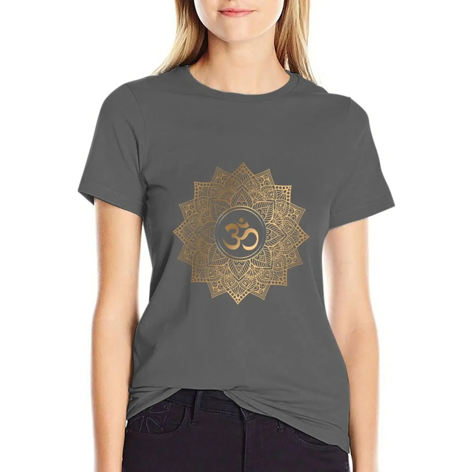 Golden mandala T-shirt shirts graphic tees graphics Summer Women's clothing