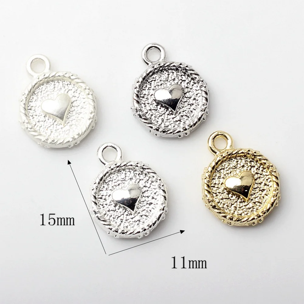 10 шт., подвеска-сердце в форме монеты