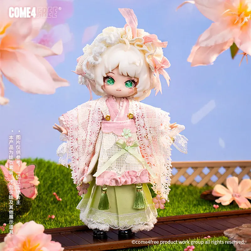 Come4free 1/12 Scale Bjd Doll Clothes Spring Cherry Blossom Dessert Series Kimono Dress Set For Mini Bjd Dolls Outfit Gift