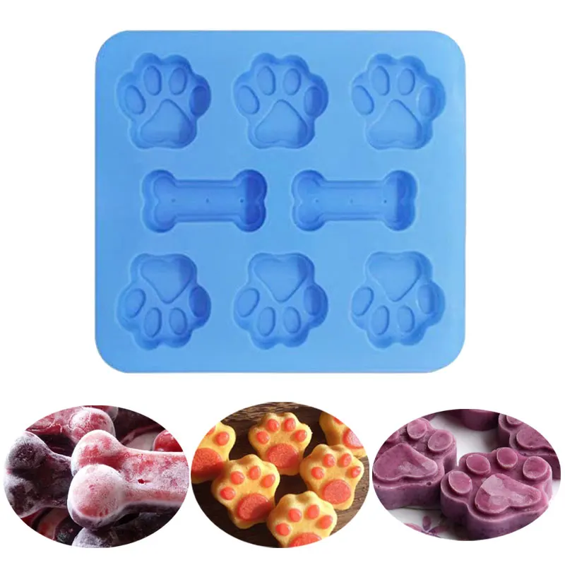 Dog Footprint Silicone Mold Cake Molds Bone Cookie Cutter Fondant 3D DIY Cat Paw Silicone Bakeware Molds Baking Accessories