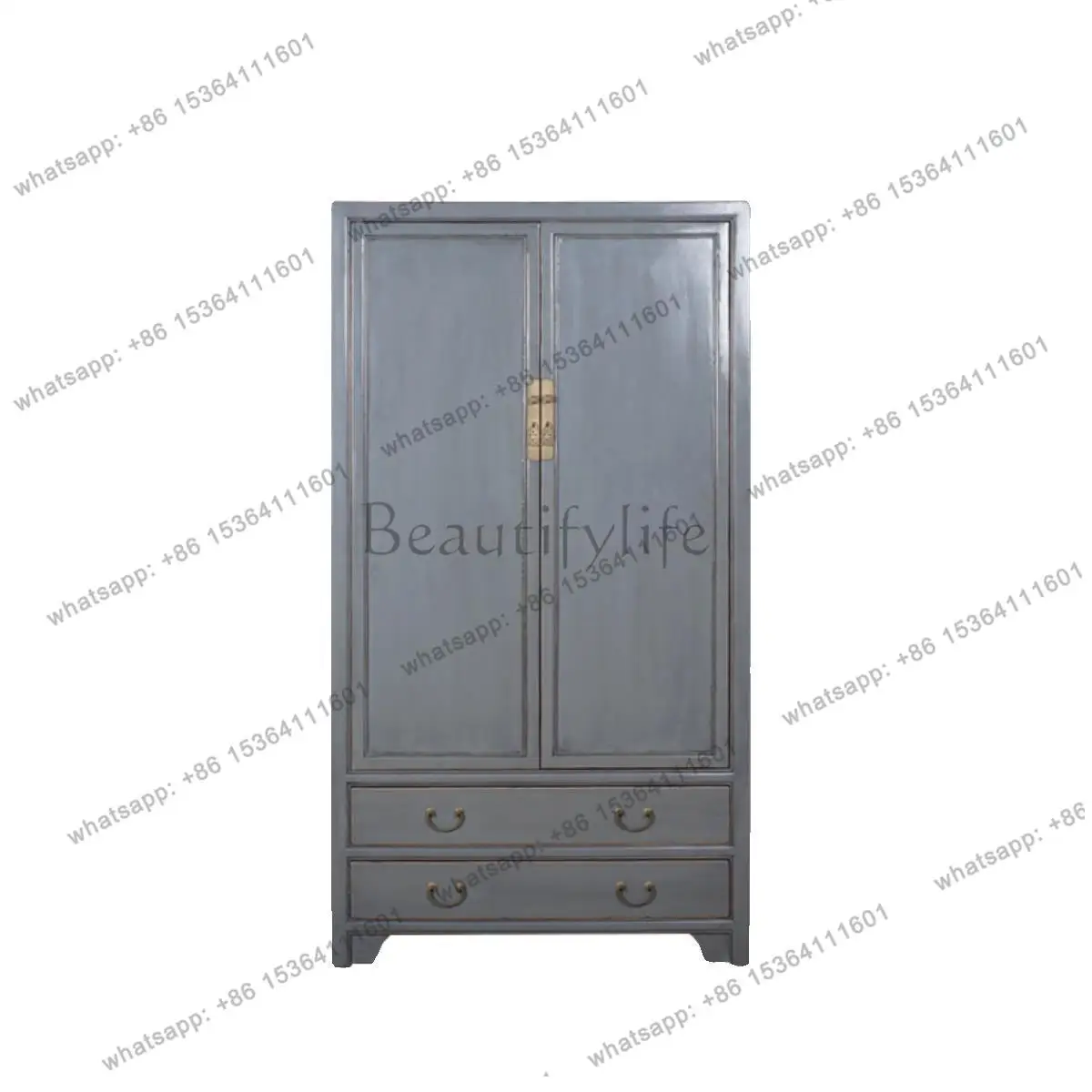 Chinese retro antique solid wood simple wardrobe bedroom home storage wardrobe