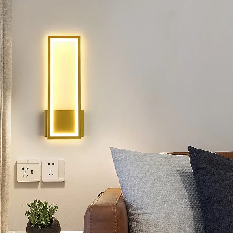 وحدة إضاءة LED جداريّة مصباح الحديثة الحد الأدنى الجدار ضوء الاكريليك ثلاثي الألوان عكس الضوء 16 واط التلفزيون خلفية غرفة نوم السرير الدرج ديكور المنزل