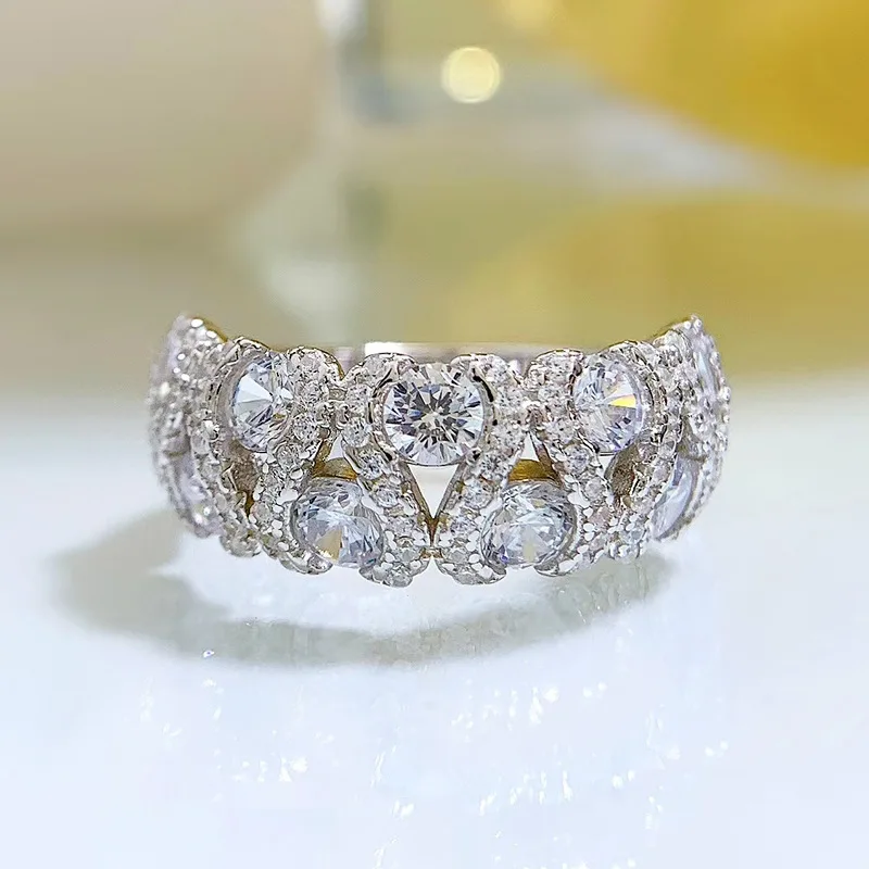 2023 new S925 silver ring personality fashion zircon white diamond red diamond fashion wholesale ring women