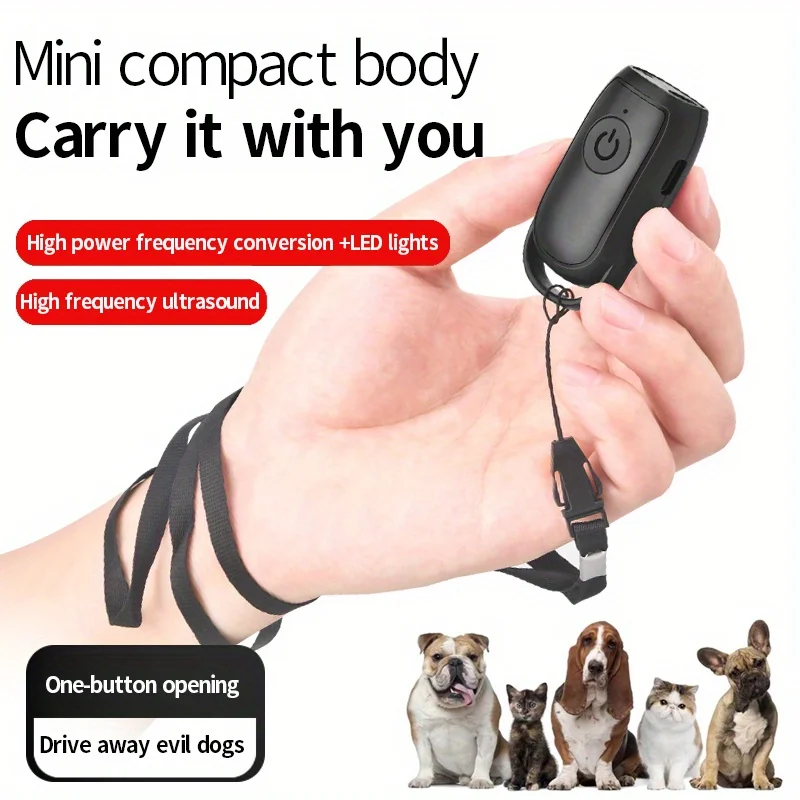 lmzoe mini Ultrasonic Dog Repeller Long Distance Training USB Rechargeable Dog Drive Device with LED Outdoor Defense Anti Barkin