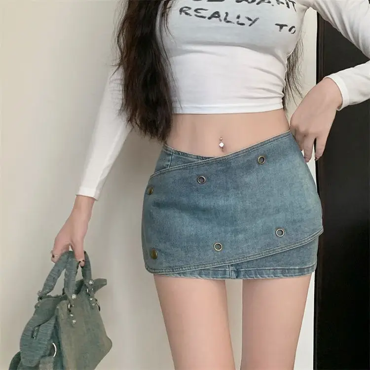 

Design Denim Skirt Women's 2026 Summer New Low-rise Irregular Skirt Hip-wrapped A-word Short Skirt