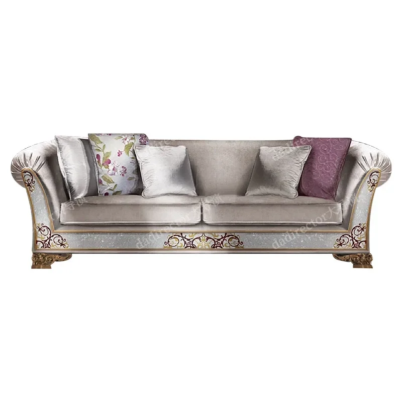 

European-Style Luxury Fabric Craft Three-Seat Sofa Court Large Apartment Villa Sofa