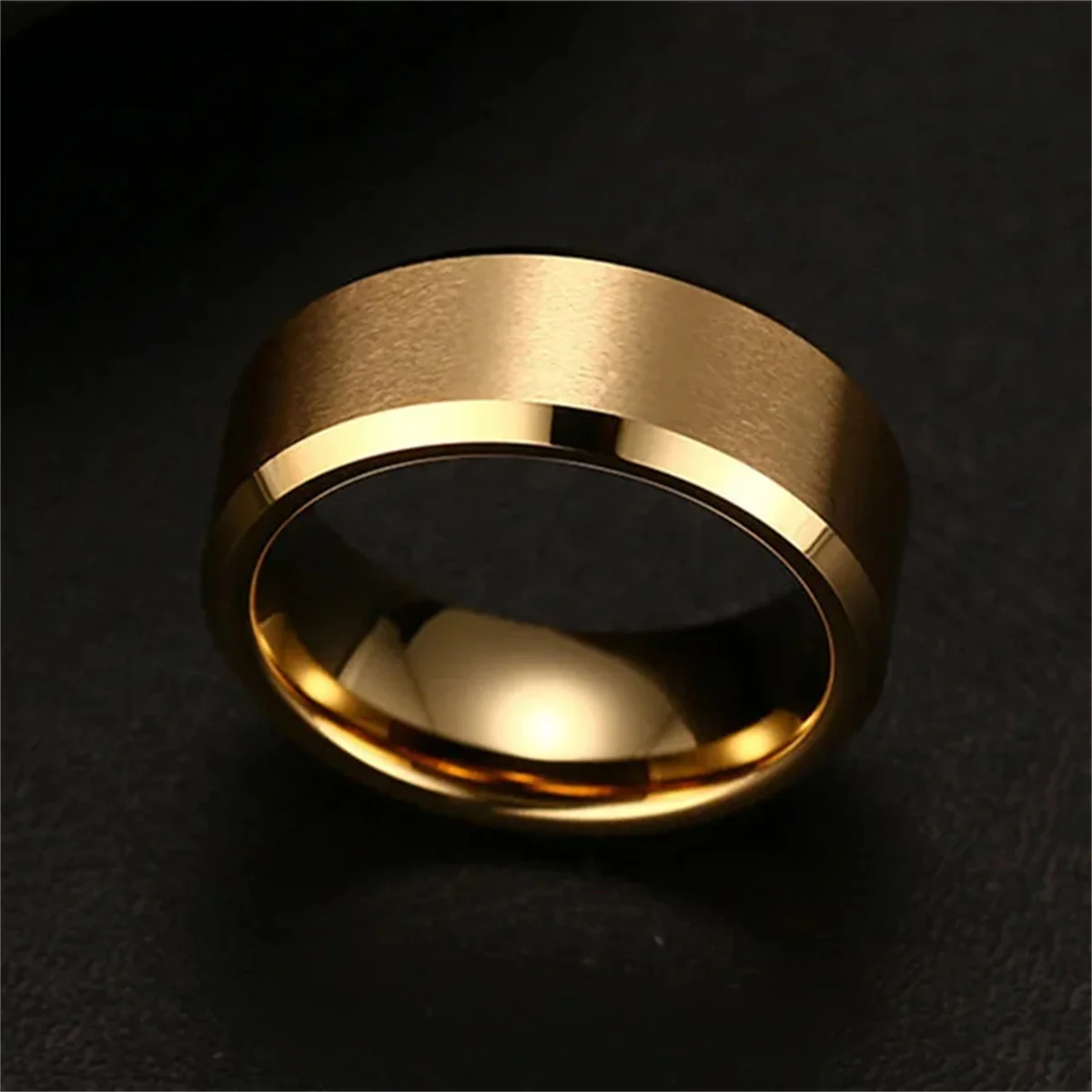 Anillo de joyería con dijes de moda para hombres y mujeres, anillos negros de acero inoxidable, banda de compromiso de boda, joyería masculina mate de calidad