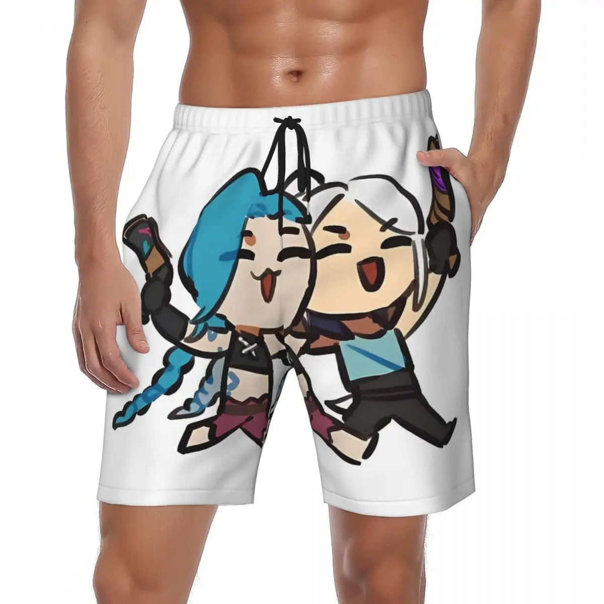 

Летние шорты для доски, мужские популярные шорты Arcane League Of Legends для серфинга, пляжные шорты с героями мультфильмов, Гавайские плавки, большой размер