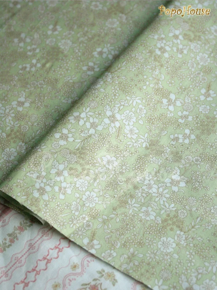 145x50cm French Country Small Light Pink Green Floral Cotton Fabric, for Clothing Sewing Cloth view 6