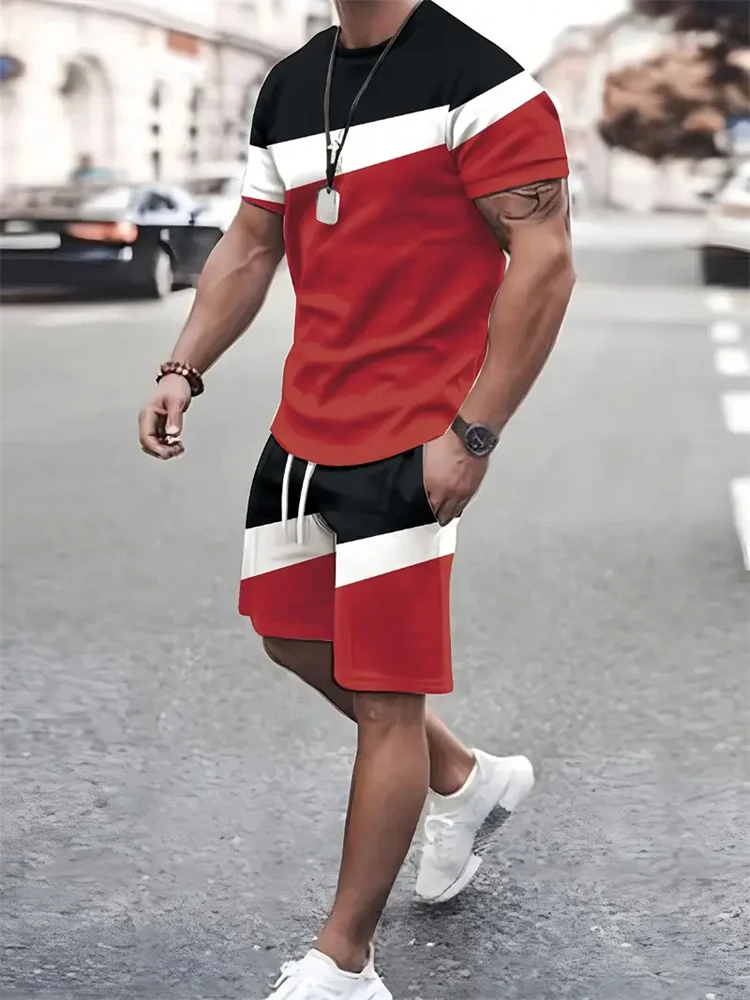 2024 3D Men\'s Ffloral Print Short Sleeved Shorts Set,Outdoor Sports Breathable Elastic Short Sleeved Shorts,Summer Fashion