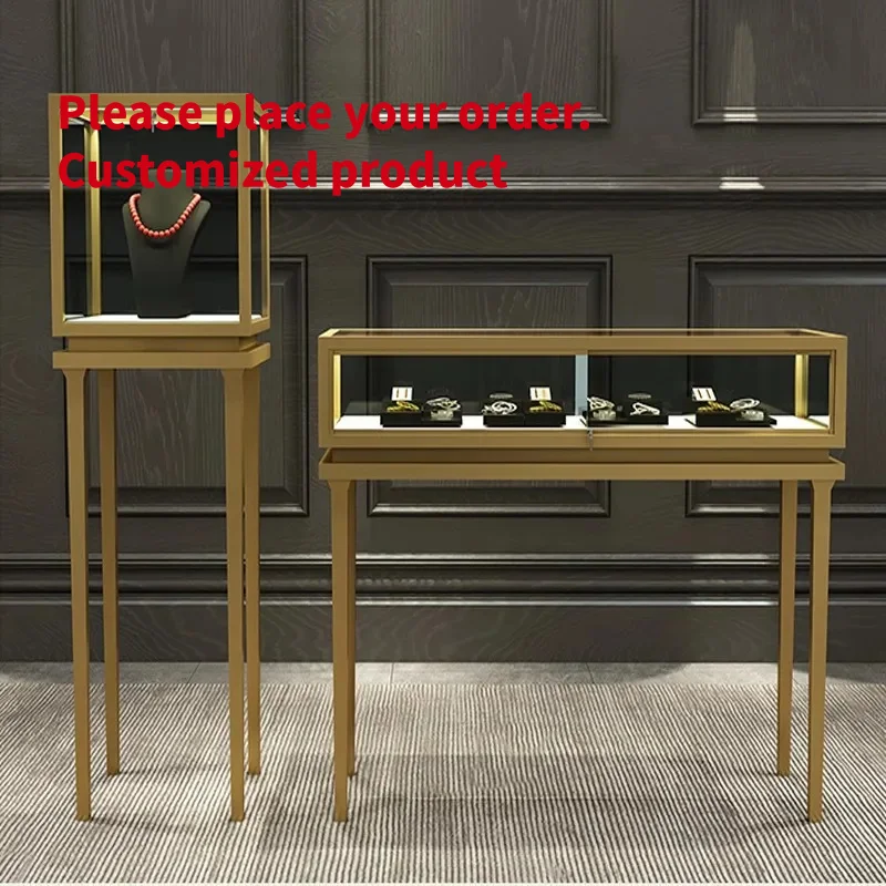 custom.Luxury New Lacquered Stainless Steel Jewelry Showcase Gold Silver Jade Watches Display Counter