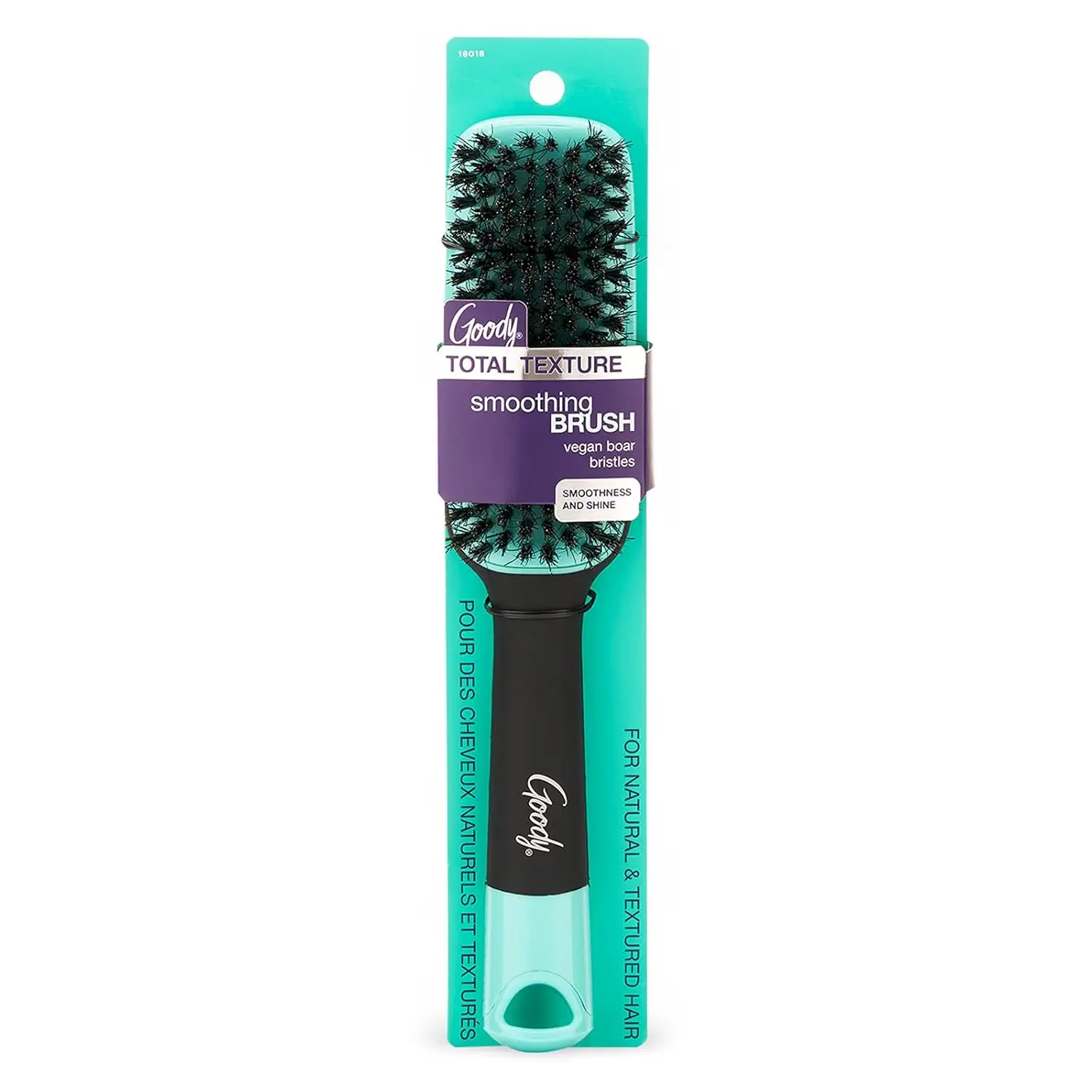 

Vegan Boar Bristle Smoothing Brush for Natural & Textured Hair - Conditions, Enhances Shine, Non-Slip Grip