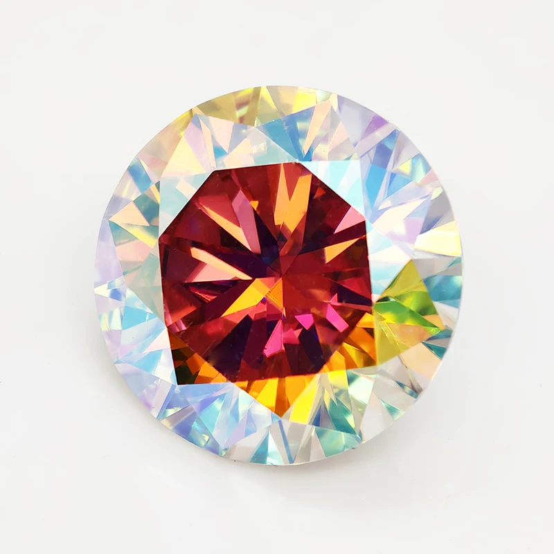 New AB Color Moissanite Stone With Certificate Round Cut 0.3-5.0ct Certified Moissanite Loose Gemstone Positive Pass Tester GRA