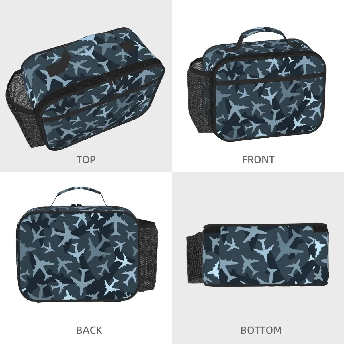 Random Airplanes Pattern Aviation Fighter Pilot Insulated Lunch Bag for Kids School Cooler Thermal Food Box Tote Lunch Boxes