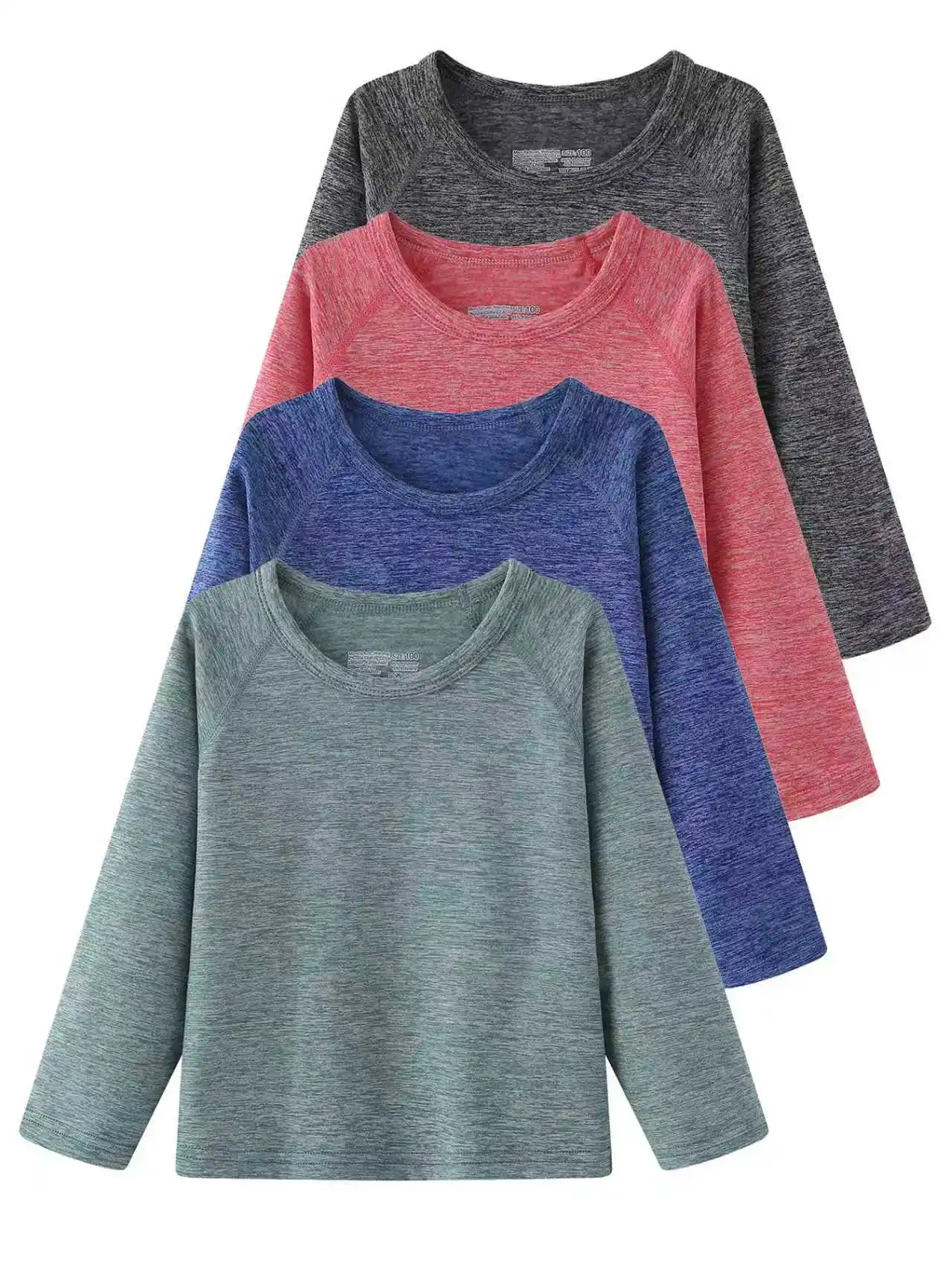 

4-piece Spring/Summer Children's Mixed Color Combination Long Sleeved Shirt For Boys And Girls Casual And Comfortable Sports T-