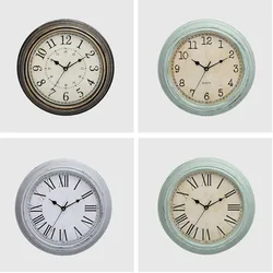 American Vintage Quartz Wall Clock, Silent Circular Watch, Living Room, Home Decoration