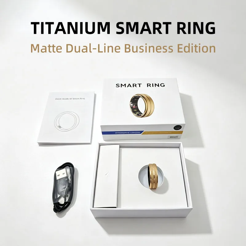 Luxury Matte Double Line Smart Ring Titanium Steel Fade Resistant Business Daily Wear Versatile Smart Finger Ring