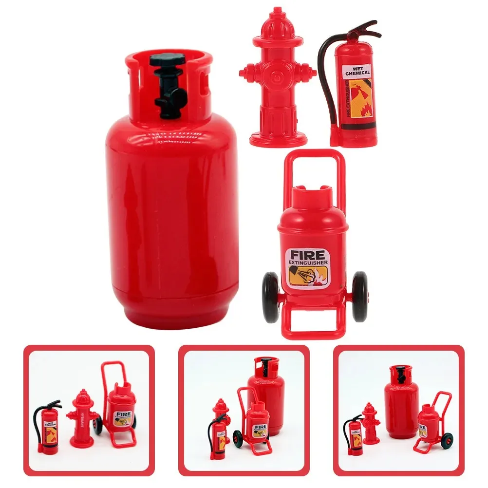 1 Juego de extintores de incendios en miniatura, tanque de gas, hidrante, decoración para casa de muñecas, accesorios realistas y detallados para paisajes en miniatura DIY