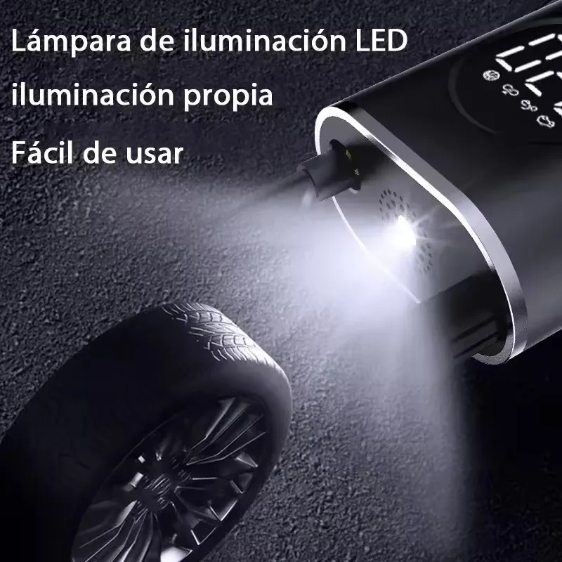 Immagine 3: Gonfiatore elettrico ricaricabile per pneumatici con pompa d'aria per auto wireless portatile per auto, motocicli, palle, compressore di gonfiaggio rapido