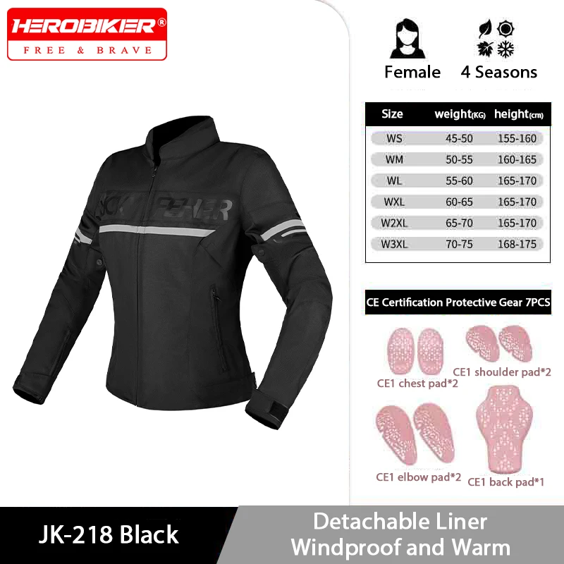 

Slim Fit Motorcycle Jacket Women 4 Seasons Wear Resistant Motorbike Jacket CE Protection Motocross Jacket Moto Pants Keep Warm